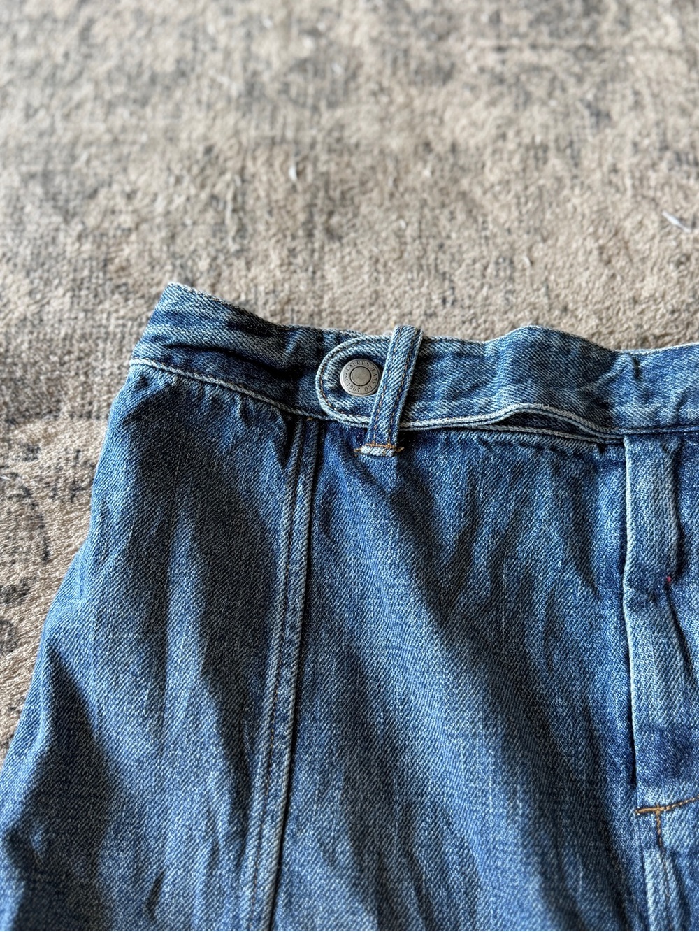 Vintage Ralph Lauren Denim A-Line Midi Skirt Paneled Cotton Prairie Luxury 14 L - Picture 5 of 8